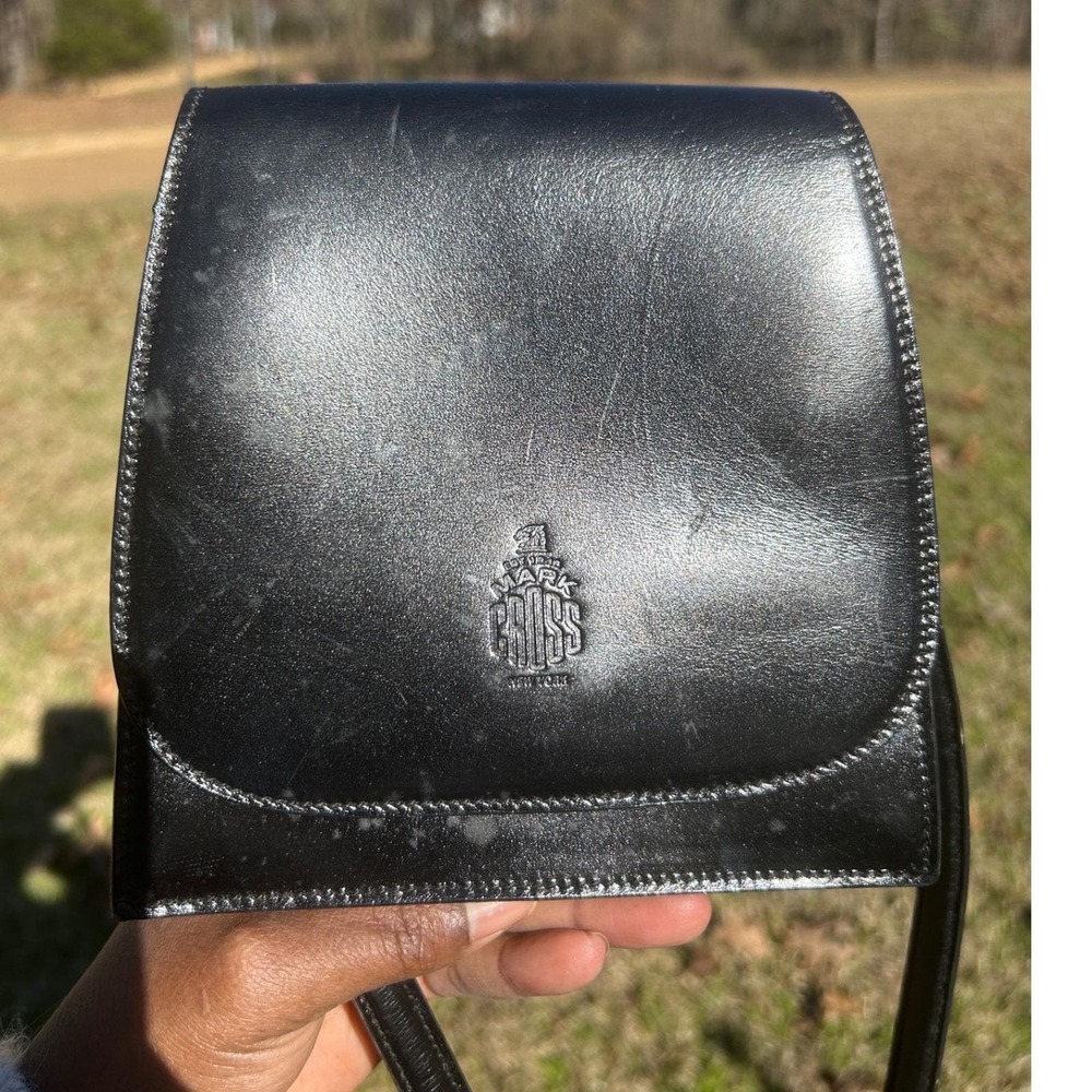 Mark Cross Crossbody rare Bag Small Black Leather Made in Italy vintage purse